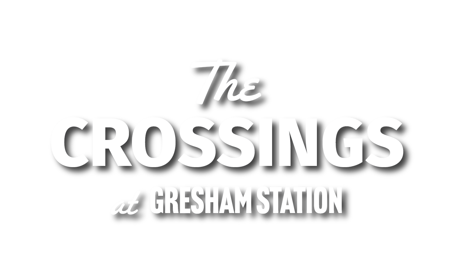 The image is a logo for "The Crossings at Gresham Station".